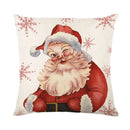 GobekUsa Christmas Santa Claus Linen Pillowcase - Sofa Cushion Cover, Decorative Living Room Pillow Cover