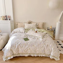 GobekUsa French Floral Bedding Set, 100% Cotton, Ruffles, Duvet Cover, Bed Sheet, Pillowcases
