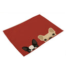 GobekUsa Dog Cat Pattern Cotton Linen Dining Table Mats 32*42cm