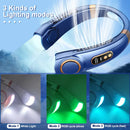 GobekUsa LED Hanging Neck Fan with Colorful Atmosphere Lights, 5th Gear USB Operation