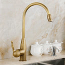 GobekUsa Antique Brass Swivel Spout Kitchen Faucet Single Handle Vessel Sink Mixer Tap