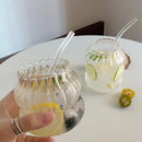 GobekUsa 650ml Latte Ribbed Cocktail Glass Set, Nordic Style Phnom Penh Water Juice Cup