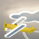 GobekUsa Cartoon Plane Chandelier Light Kids Room Ceiling Lamp Remote Control