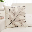GobekUsa Green Plant Leaves Flower Linen Cushion Cover - Modern Sofa Throw Pillow Cover