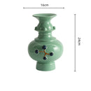 GobekUsa Chinese-style Retro Ceramic Vase, Handmade Relief Pot Flower Vase for Home Decor