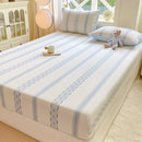 GobekUsa Cotton Jacquard Fitted Sheet Set with 2 Pillowcases, Dustproof & Anti-Slip