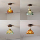 GobekUsa Amber Glass LED Ceiling Light Modern Wood Canopy Kids Room Fixture