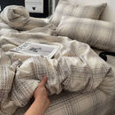 GobekUsa Cotton Grid Bedding Set - Soft & Stylish Bed Sheet, Quilt Cover Kit