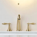 GobekUsa Brushed Gold Brass Basin Faucet | Widespread Waterfall Sink Faucet