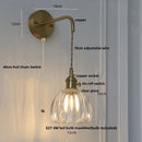 GobekUsa Glass & Copper Green Flower LED Wall Sconce with Pull Chain