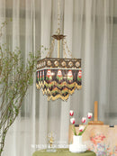 GobekUsa Black Rose Tassel Pendant Lights, Classic Retro Lustres for Living Room