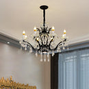 GobekUsa Crystal Candle Chandelier Lighting: Black Pendant Lamps for Dining Kitchen & Farmhouse