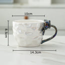 GobekUsa Bowknot Handle Porcelain Coffee Mug Set - Pearl Glazed Tea Cup Juice Cup