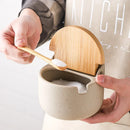 GobekUsa Ceramic Seasoning Jar Set with Bamboo Lid and Spoon
