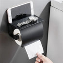 GobekUsa Black Toilet Paper Holder with Silver Phone Storage Shelf