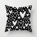 GobekUsa Heart Stripe Pillow Cases | Black & White Polyester Cushion Covers