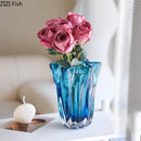 GobekUsa Blue Glass Hydroponic Vase: Modern Desk Floral Decor & Room Aesthetic