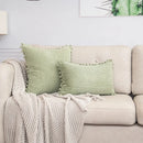 GobekUsa Beige Striped Cushion Cover with Pom Pom Detail Lumbar Throw Pillow Case