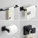 GobekUsa Black Stainless Steel Bathroom Accessories Set: Towel Bar, Paper Holder, Hook & Bath Rack