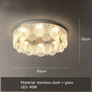 GobekUsa LED Ceiling Light Stainless Steel Glass Parlor Bedroom Fixture