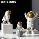 GobekUsa Astronaut Figurines: Modern Spaceman with Moon Sculpture, Perfect Gift for Man & Boyfriend