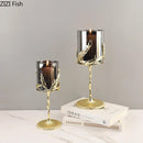 GobekUsa Golden Branches Candle Holders Metal Glass Candlestick Aroma Container