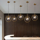 GobekUsa Golden Ring Glass Ball Pendant Light for Kitchen Dining Room & Bedside