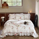 GobekUsa French Rose Flowers Print Bedding Set, Elegant Ruffles Princess Collection