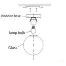 GobekUsa Glass Ball LED Ceiling Lamp on Wooden Pedestal