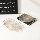 GobekUsa Gold Foil Glass Tray Geometric Fruit Plate Home Decor Accessory