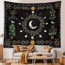GobekUsa Celestial Moon Phase Floral Tapestry Wall Hanging