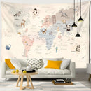 GobekUsa Cartoon Animals Map Tapestry Wall Hanging for Cute Children's Room Decor