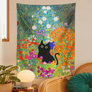 GobekUsa Garden Cat Tapestry Wall Hanging - Psychedelic Bohemia Room Art Home Decor