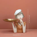 GobekUsa Balloon Girl Bust Vase and Tray Set - Modern Resin Sculptures for Living Room Decor