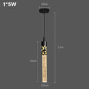 Modern Crystal Rod Pendant Light in Black or Gold