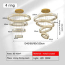 GobekUsa Golden Crystal Chandelier: Nordic Modern Luxury LED Hanging Halo for Living Room