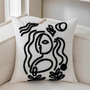 GobekUsa Abstract Art Line Cushion Cover Plush Embroidered Pillowcase