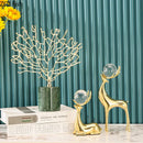 GobekUsa Brass Deer Statue Desk Ornament - Golden Deer Sculpture for Room Decor