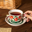 GobekUsa Flowers Pattern Ceramic Cup&saucer Set Gold-plated Coffee Tea Mug Juice Container