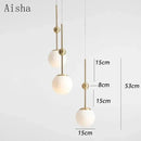 GobekUsa Gold Glass Chandelier 3-Head Lamp Fixture for Living & Dining Room