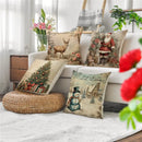 GobekUsa Christmas Snowman Deer Pillowcase Xmas Home Decoration Sofa Cushion Cover