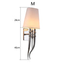 GobekUsa Iron Claw Horn Wall Sconce with Cloth Lampshade for Bedroom and Living Room