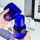 GobekUsa Glass Teacup Set & Pitcher Combo - Heat-Resistant Juice Cup Drinkware in Blue