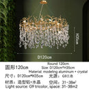 GobekUsa Golden Crystal Tree Chandelier, Luxury Matte Aluminum Art Ceiling Light for Living Room