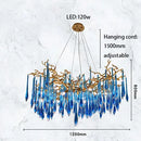GobekUsa Art Deco Blue Queen Crystal Chandelier for Living Room