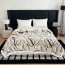 GobekUsa Leaf Jacquard Double-Layer Flannel Blanket for Sofa and Bed