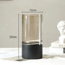 GobekUsa Gold Glass Vase Clear Desk Decor Hydroponic Floral Arrangement Bud Flower Pot