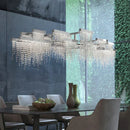 GobekUsa Crystal Tassel Chandelier: Modern Luxury Silver Hanging Lamp for Dining Room