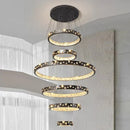 GobekUsa Crystal Chandelier Stair Pendant Lamp Living Room Pendant Lights Interior Lighting