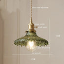 GobekUsa Green Glass LED Pendant Lamp with Copper Wood Handle for Modern Nordic Home Decor